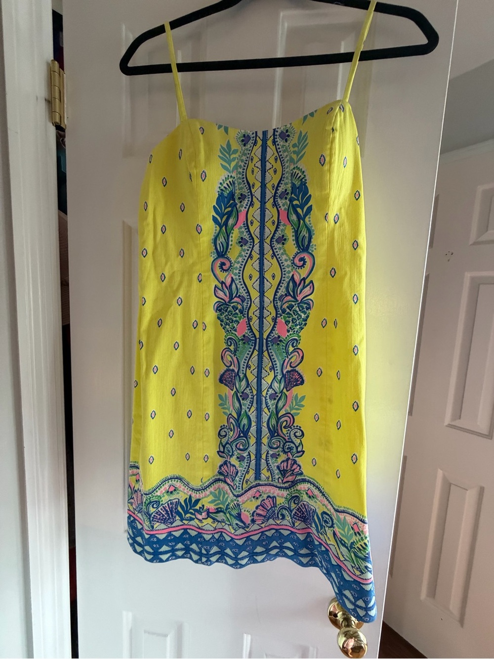 Lilly Pulitzer Shelli Yellow Floral-Print Mini Dress with Blue & Pink Accents